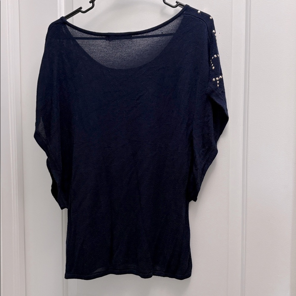 Belldini Navy Embellished Shirt Oversized Size Small - Picture 9 of 9